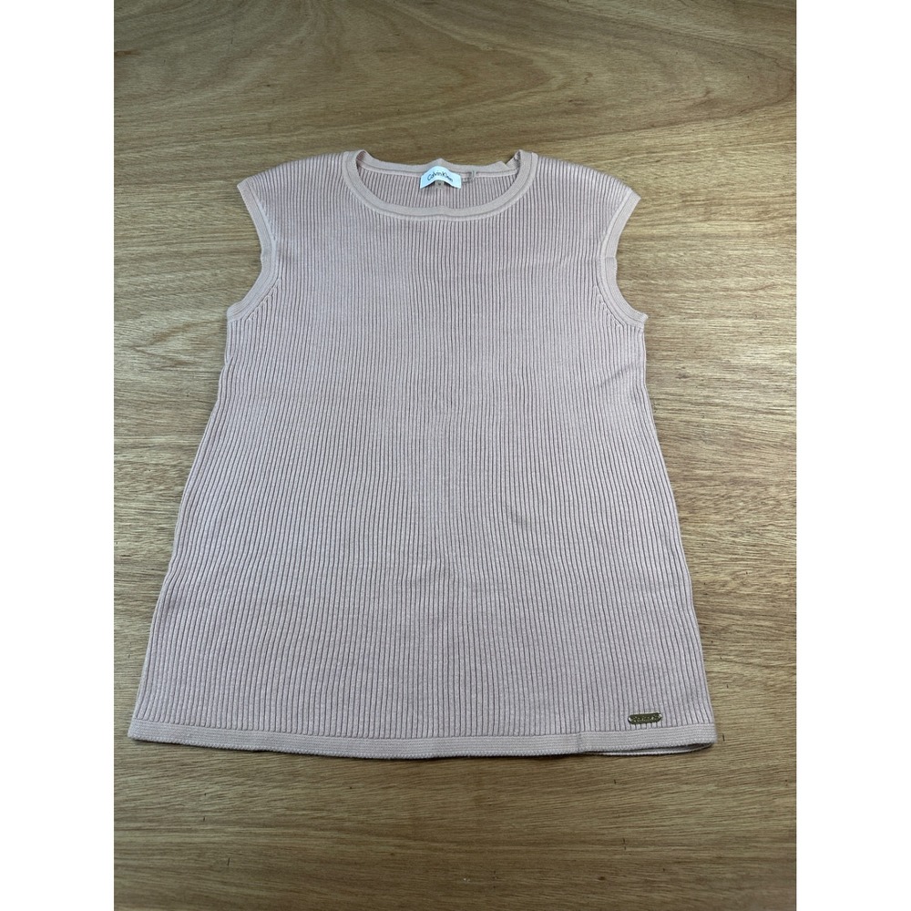 Calvin Klein Womens Medium Rib Knit Sleeveless‎ Sweater Top Blush Pink/Peach